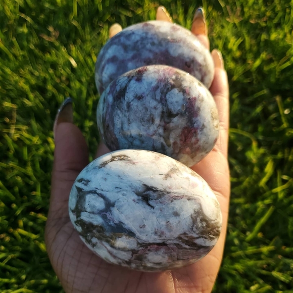 Pink tourmaline palm stones